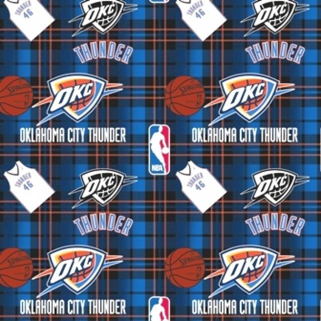 Oklahoma City Thunder Plaids NBA Fleece Fabric